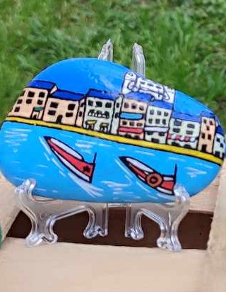PEINTURE SUR GALET "BASTIA"